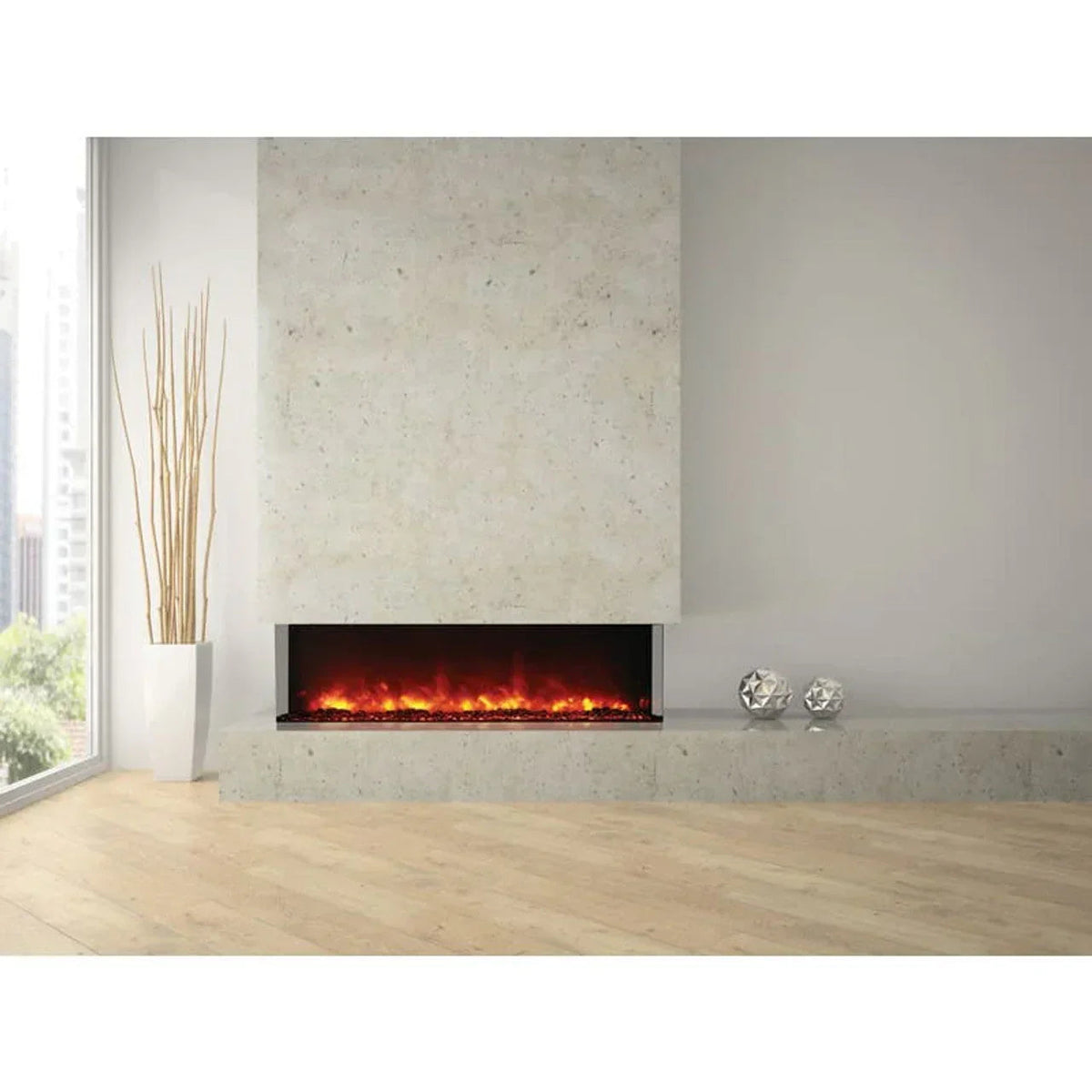 Amantii 72 Inch Tru-View XL Deep Built-In Indoor Outdoor 3 Three Sided Electric Fireplace