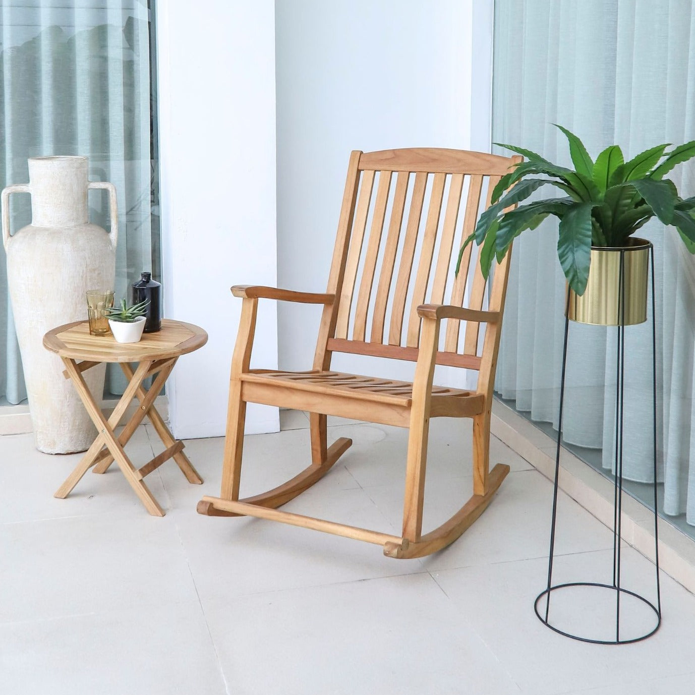 Telluride Oiled Teak Outdoor Patio Rocking Chair