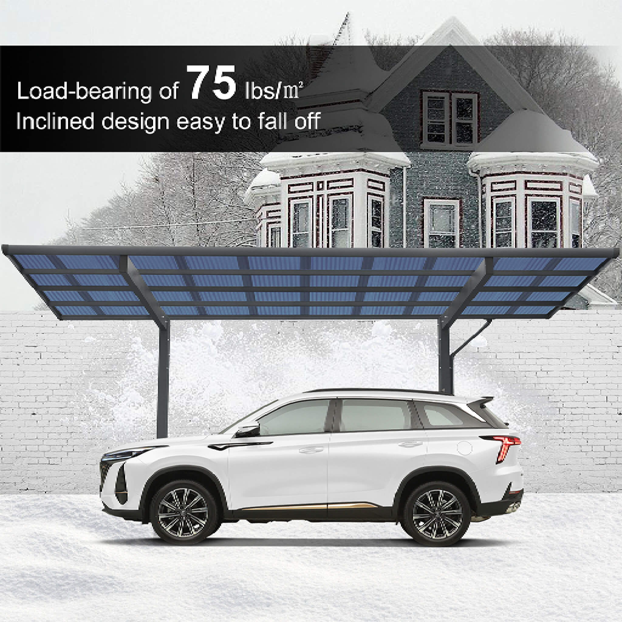 [10X17FT] Alora Extra-Large Heavy-Duty Outdoor Aluminum Single Side Carport With Galvanized Metal Roof