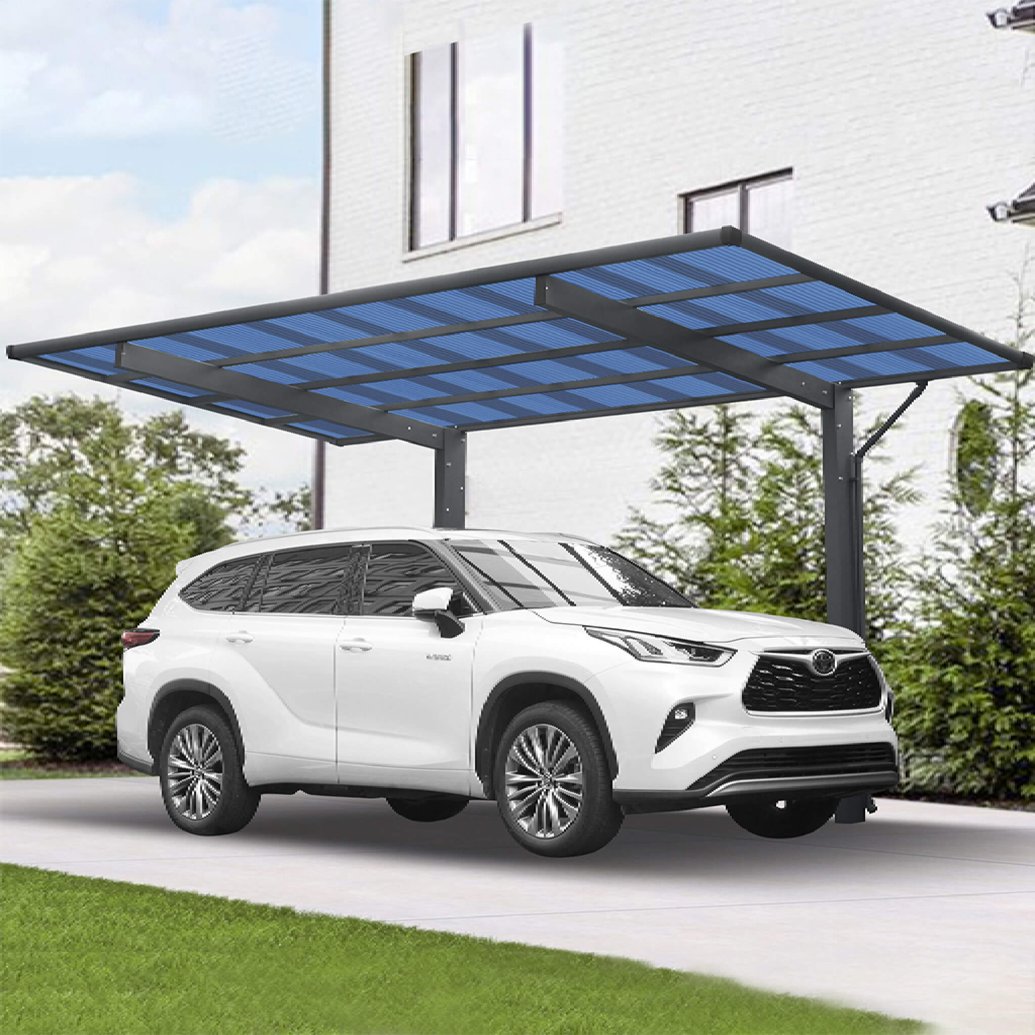 [10X17FT] Alora Extra-Large Heavy-Duty Outdoor Aluminum Single Side Carport With Galvanized Metal Roof