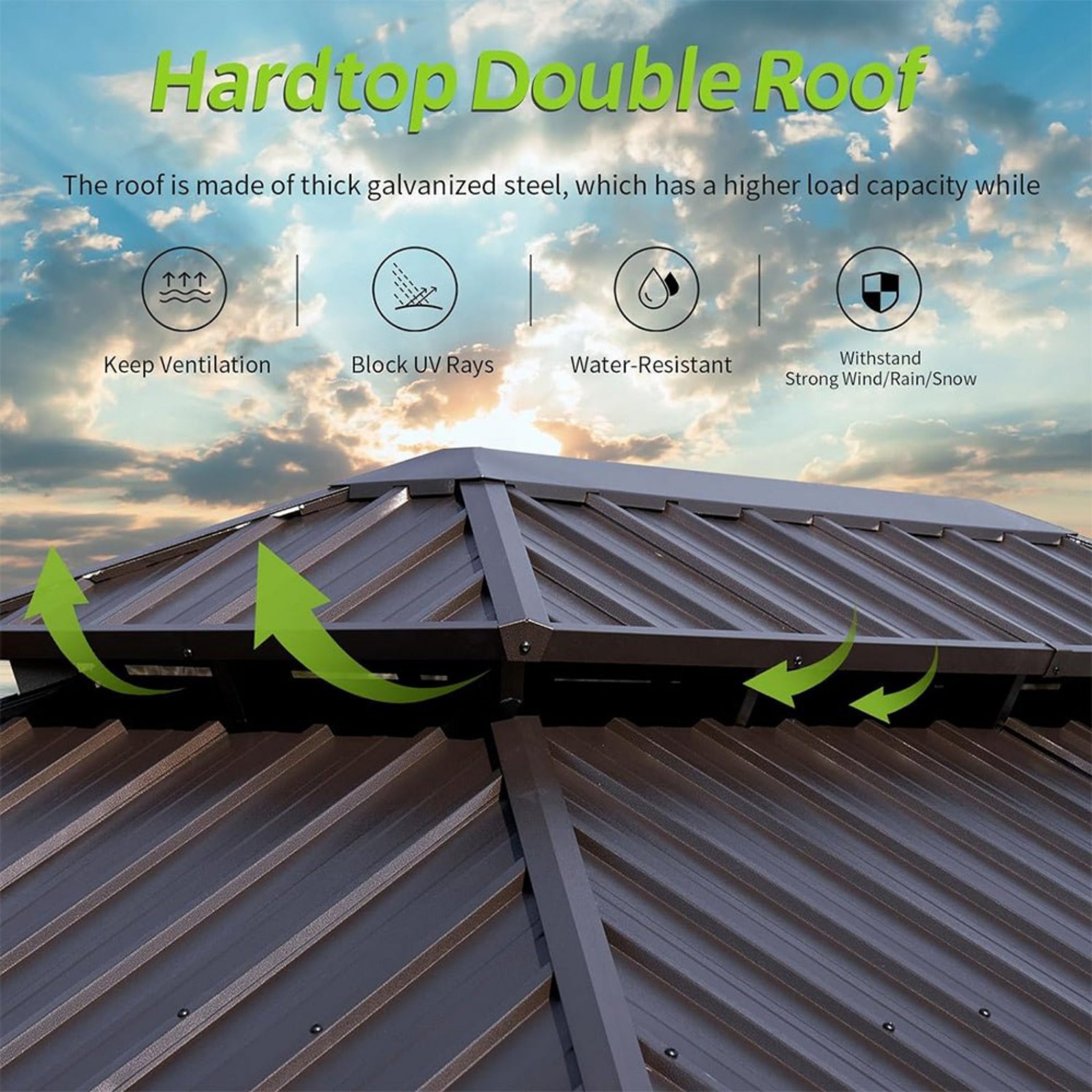 [12X20FT] Alora Premium Large Aluminum Hardtop Gazebo W/ Netting, Privacy Curtains And Wood Grain Finish (SAK58374)