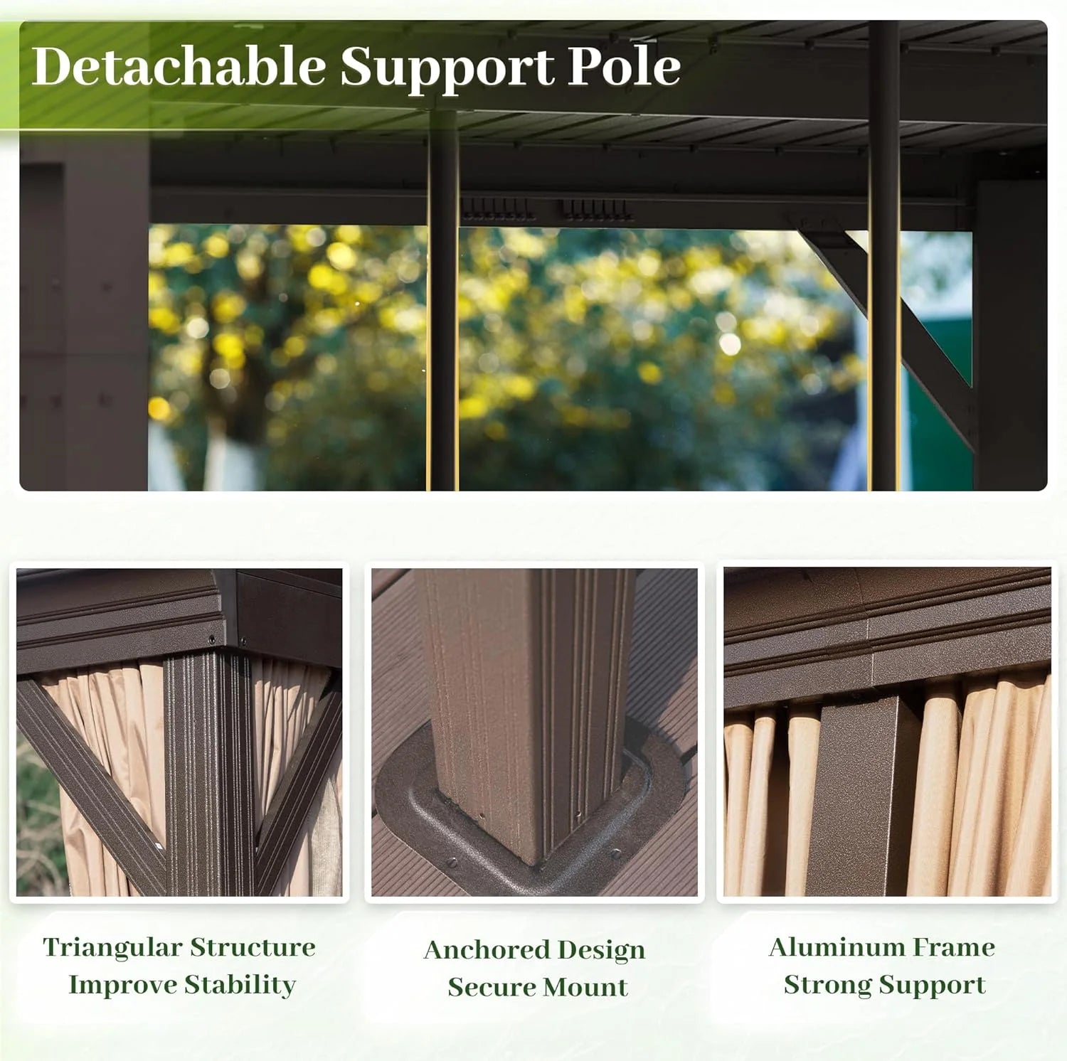 12X14Ft Lean to Gazebo, Hardtop Wall Mounted Gazebo with Sloping Galvanized Steel Roof, Wall Pergola with Aluminum Frame, Curtains and Netting, for Patio, Deck, Garden, Backyard