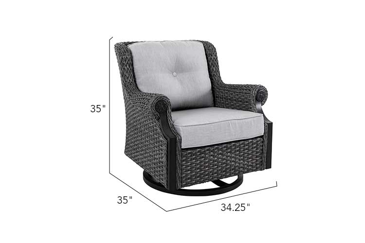 Lassen wicker living room set: 1 three-seater sofa and 2 swivel rocking chairs