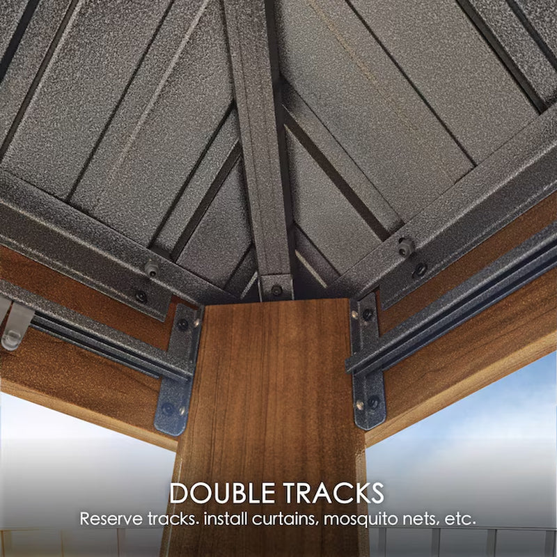 12-Ft X 16 Gazebo Brown Gazebo with Hardtop Roof (Screen Included)