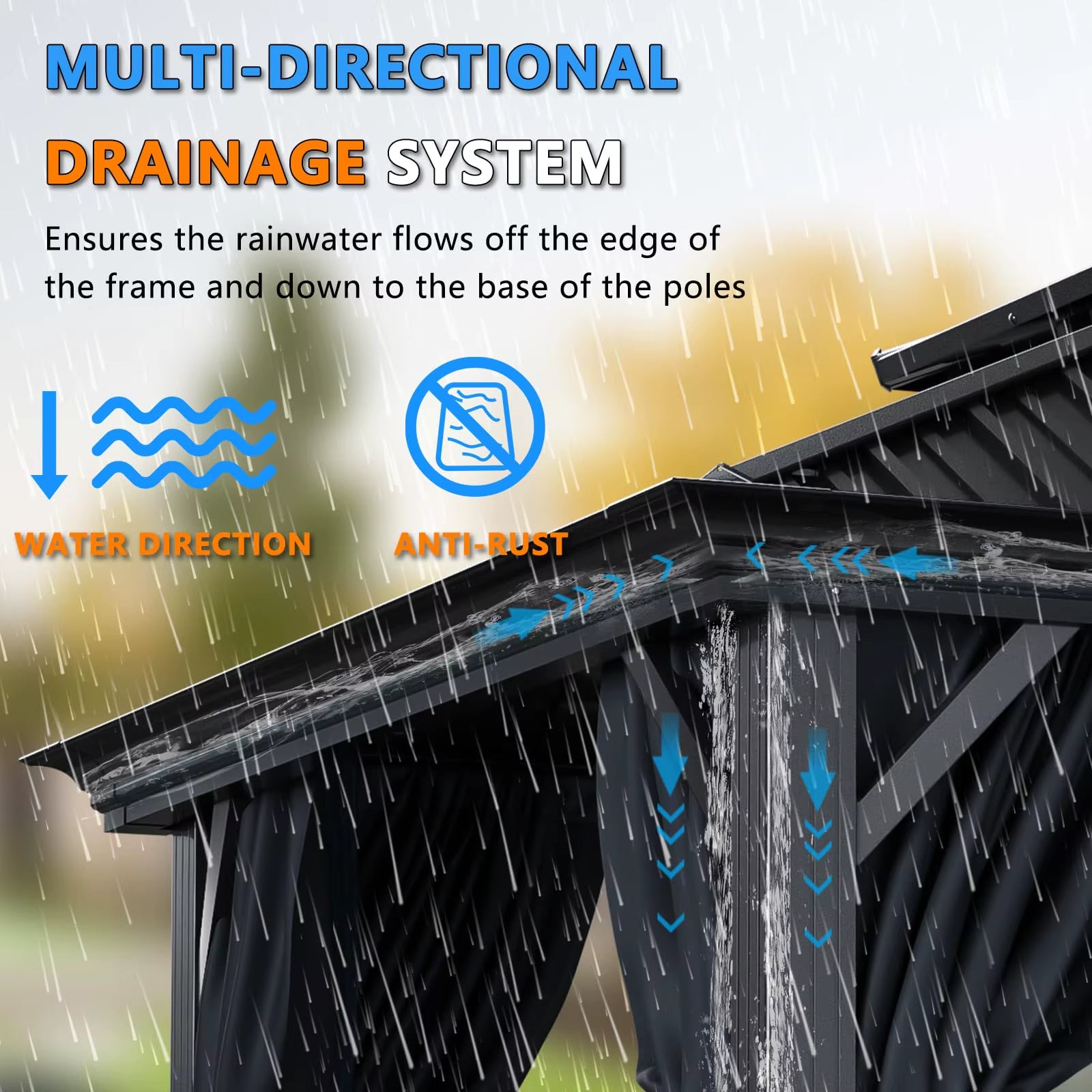 12×20 Hardtop Gazebo with Metal Roof, Heavy Duty Galvanized Steel Gazebo with Reinforced Aluminum Frame, Flame-Resistant Curtain