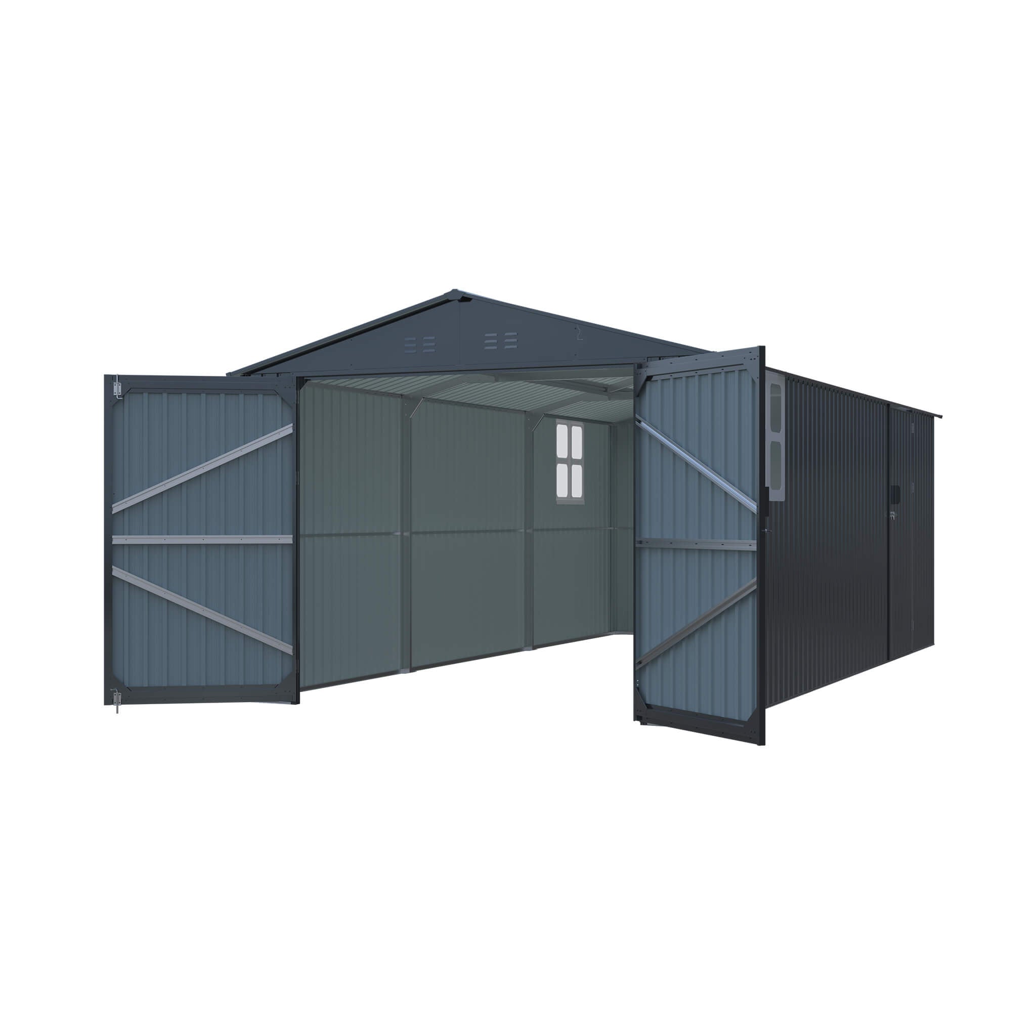 Extra-Large Outdoor Galvanized Steel Outdoor Storage Shed With Skylight Roof (SAK42671)