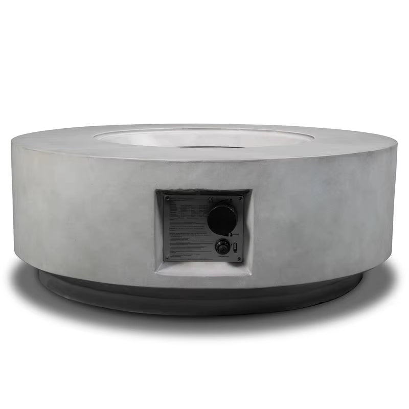 30" Propane Fire Pit Table, 50000 BTU round Concrete Fire Pit for Outdoor Patio Deck Garden Yard - Light Gray