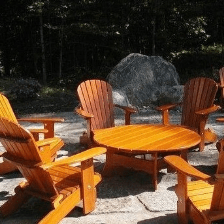 Adirondack chairs and table