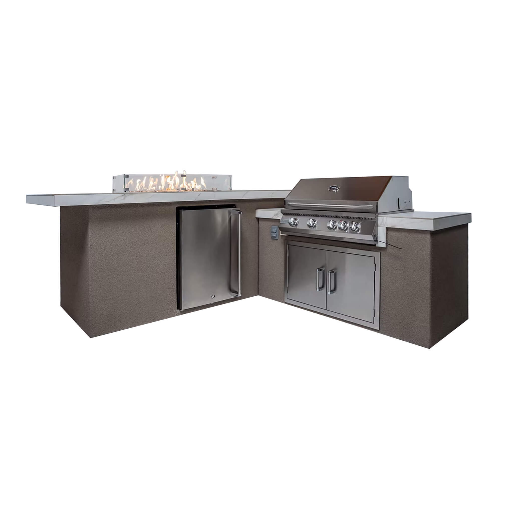 KoKoMo Grills Baja 9FT BBQ Island With LEDs, Built-In BBQ And Refrigerator (SAK85739)