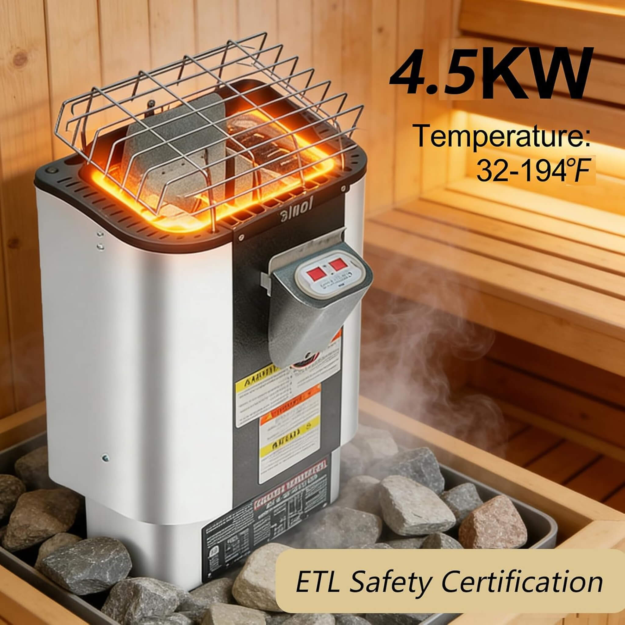 Thermora Lund Luxury 2-Person Outdoor Spruce Wood Cube Sauna Kit With 4.5KW Electric Stove (SAK74290)
