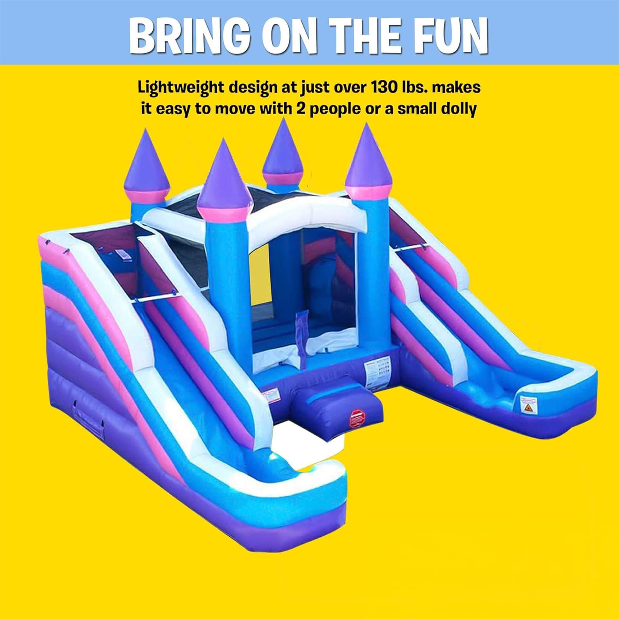 16FT Pink Castle Bounce House Combo With Double Water Slide
