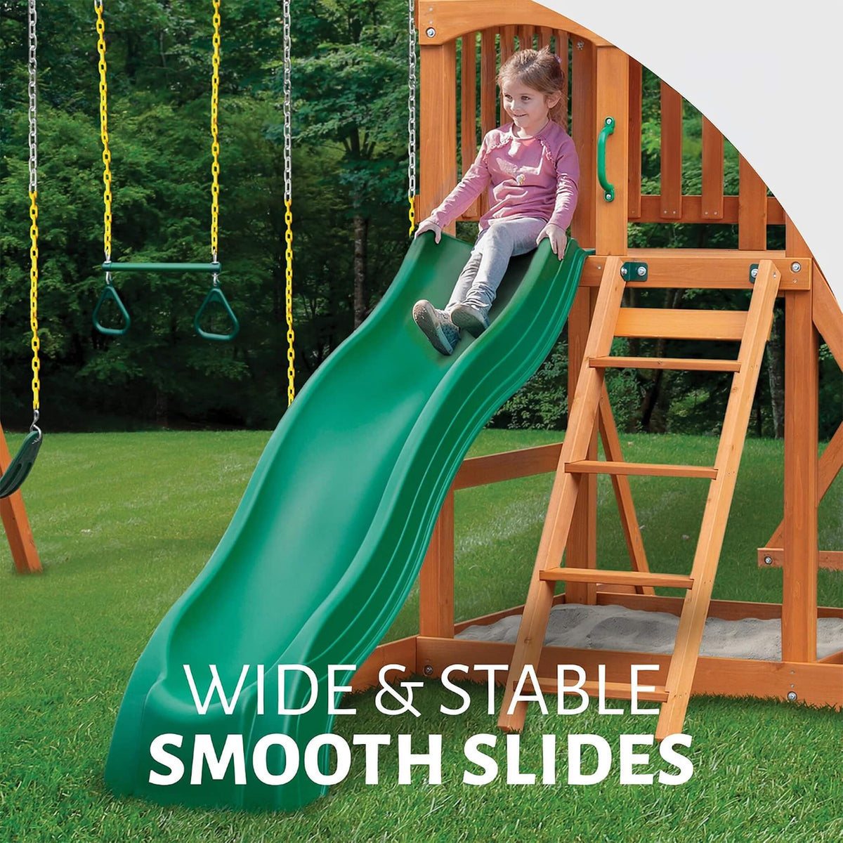Premium Cedar Wood Treehouse Swing Set With Tube Slide And Sandbox (SAK71923)