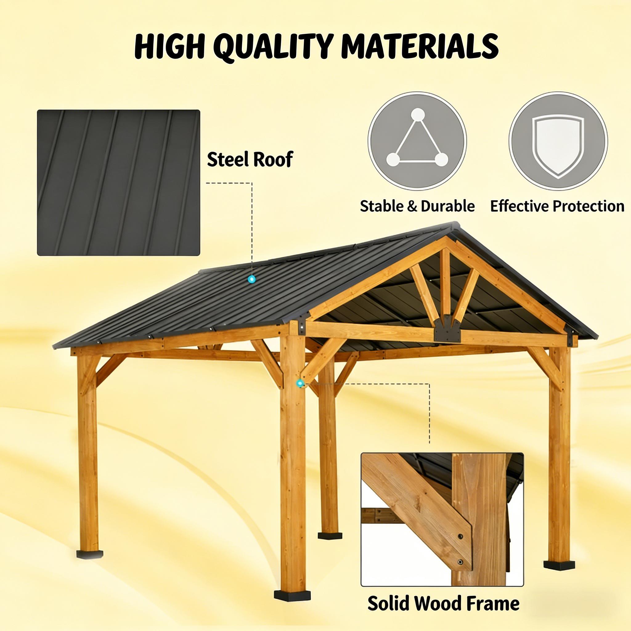[09X11FT] Premium Outdoor Hardtop Patio Backyard Gazebo (SAK86341)