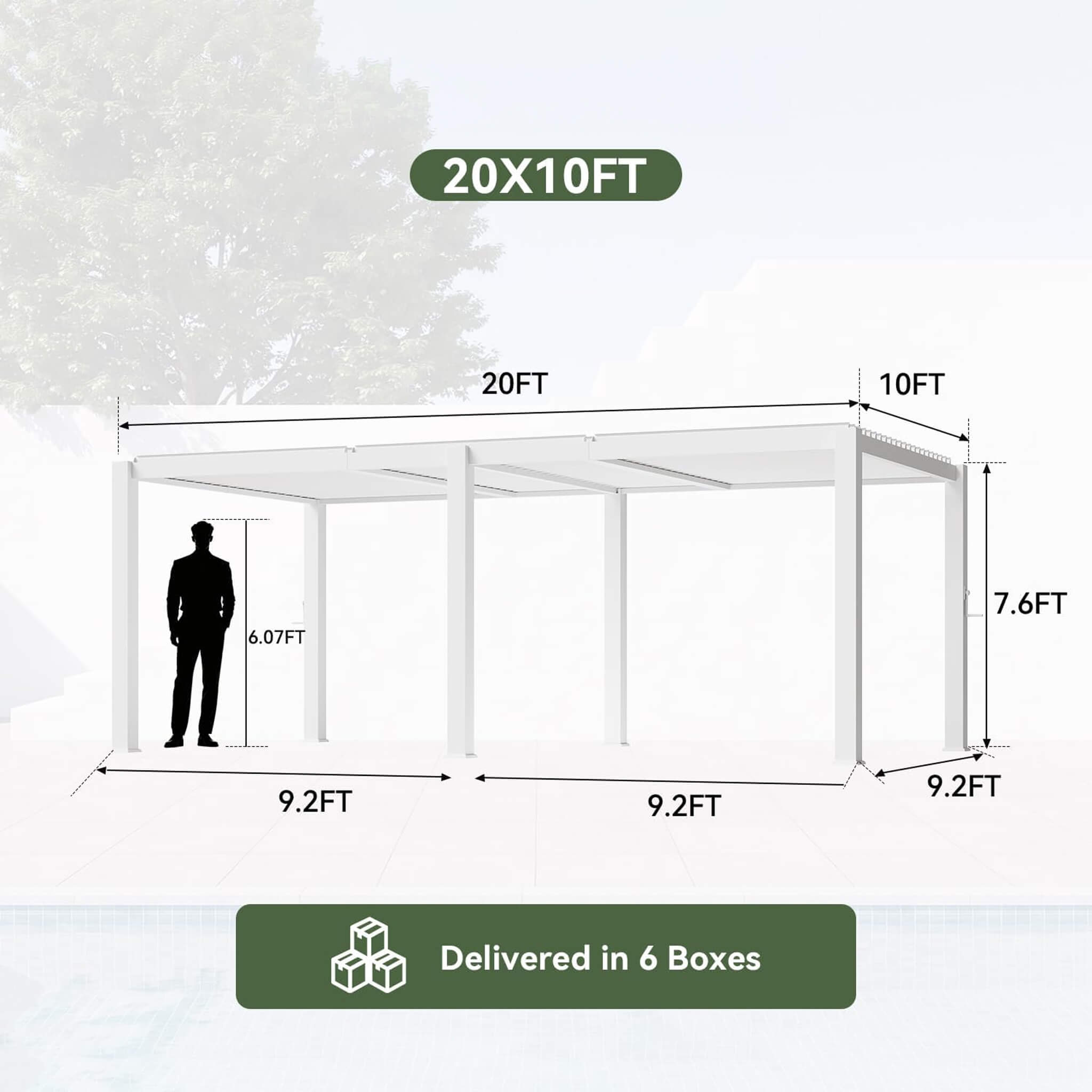 Alora Premium White Outdoor Metal Louvered Pergola With Drainage System (SAK87265)