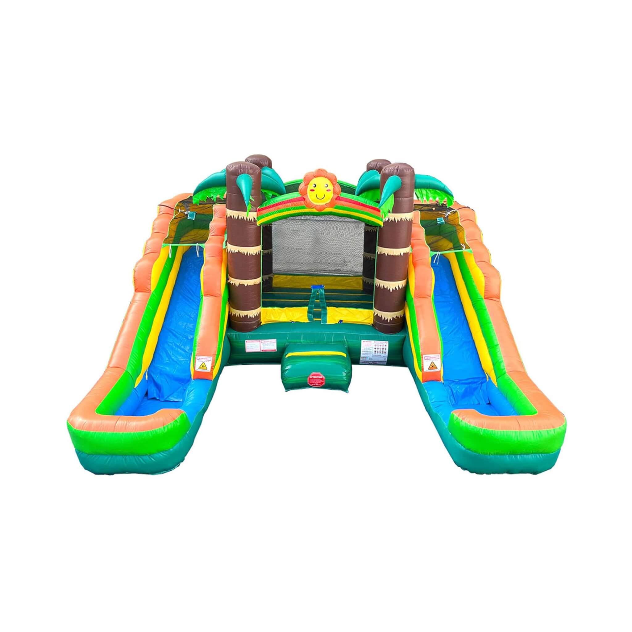 16FT Tropical Bounce House Combo With Double Water Slides