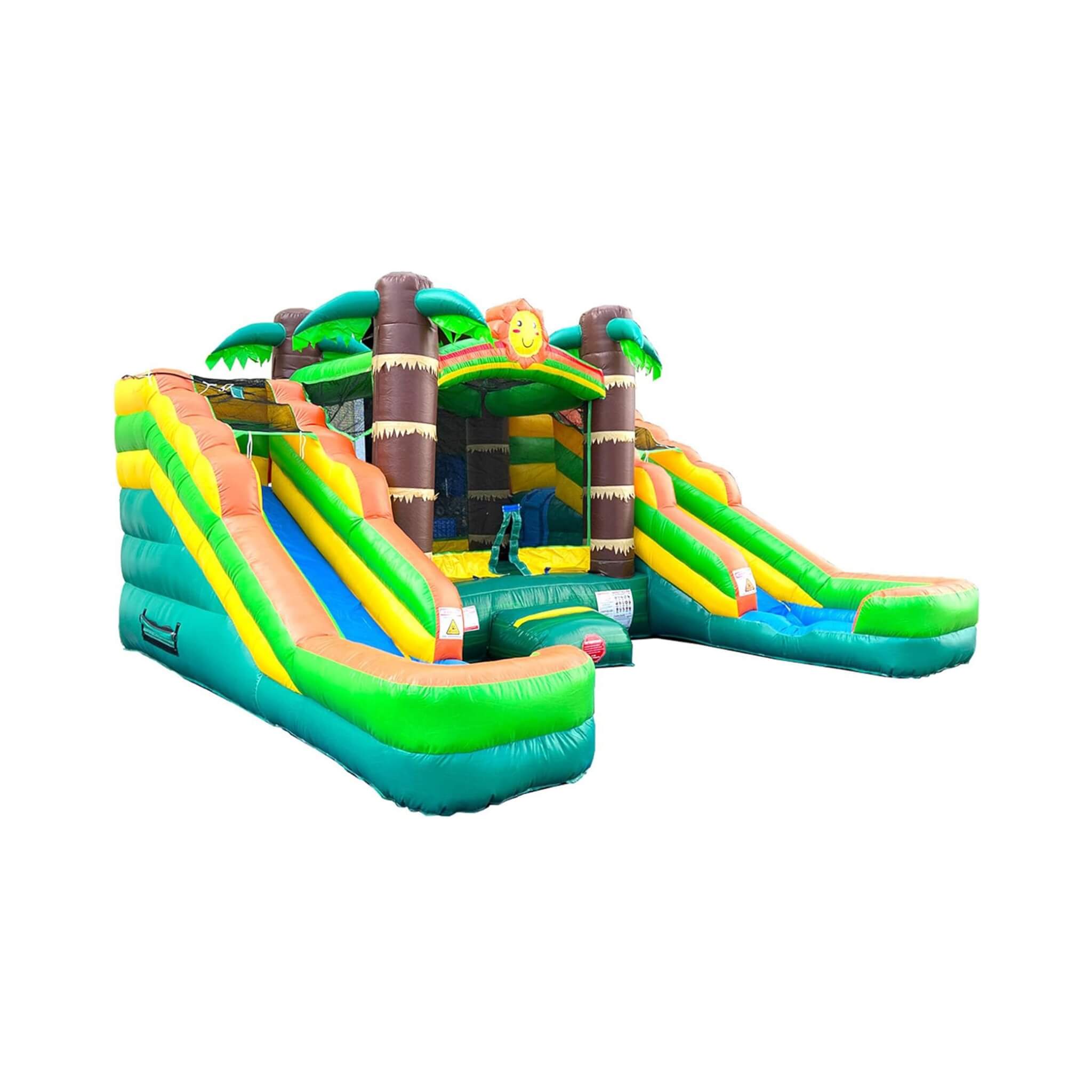 16FT Tropical Bounce House Combo With Double Water Slides