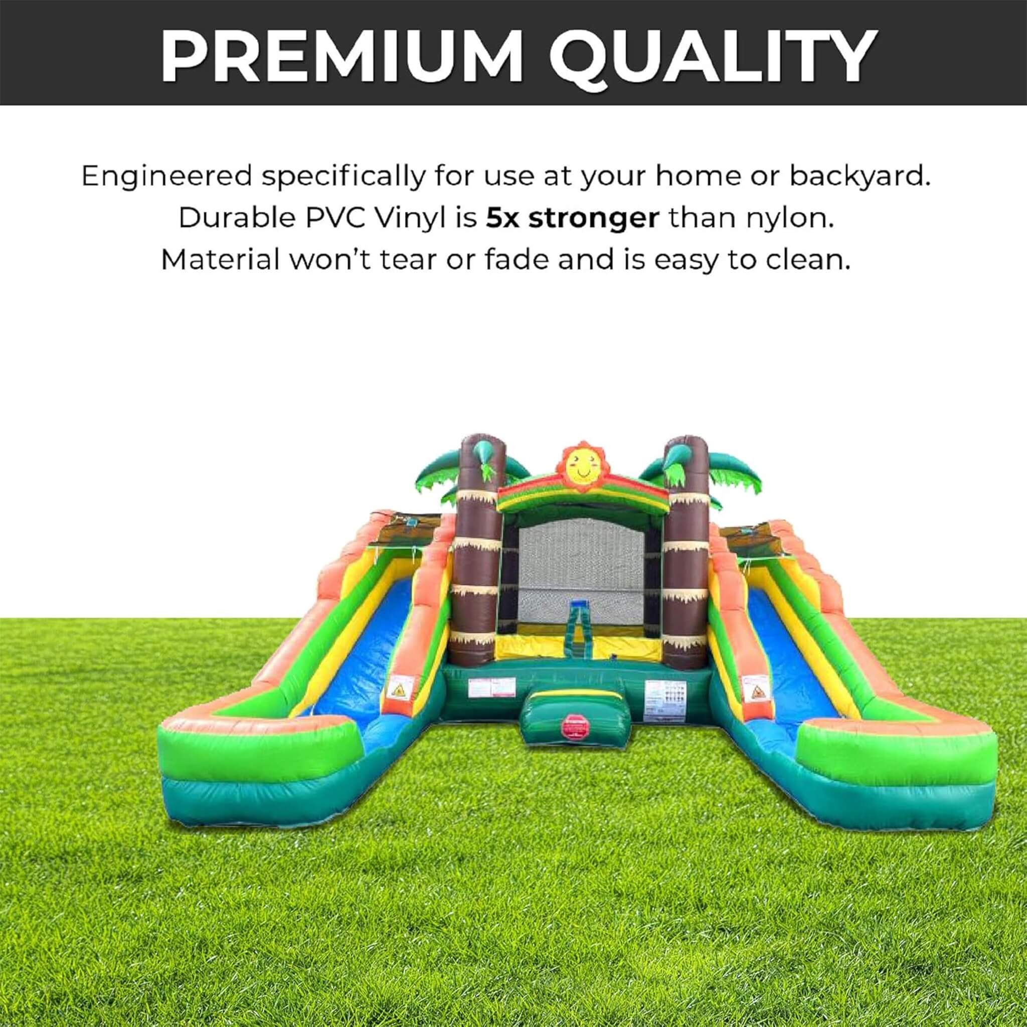 16FT Tropical Bounce House Combo With Double Water Slides